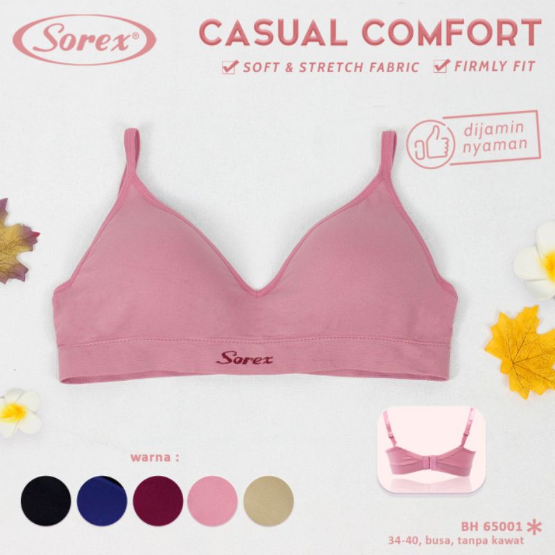 Sorex bra bh  65001 tanpa kawat, busa uk.34-40 casual comfort