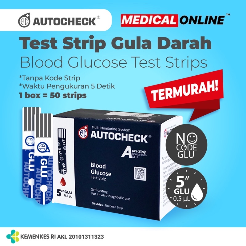 AUTOCHECK GULA DARAH AUTOCHECK GLUCOSE ISI 50 PER BOX MEDICAL ONLINE MEDICALONLINE