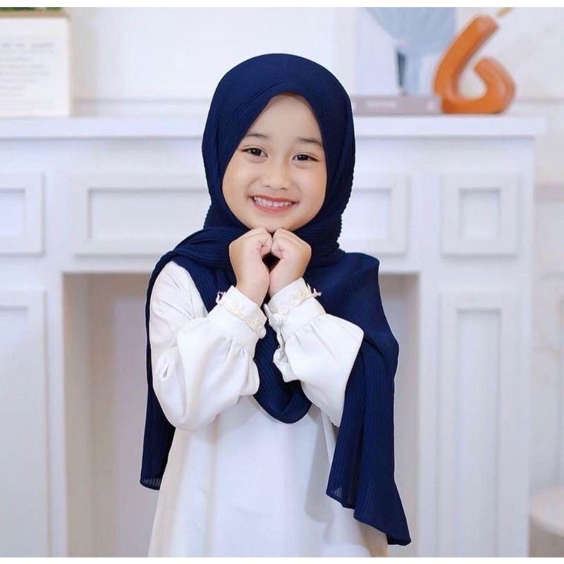 Pashmina Anak / Pasmina Plisket Diamond Anak Pleated Shawl Size 1-7 Th