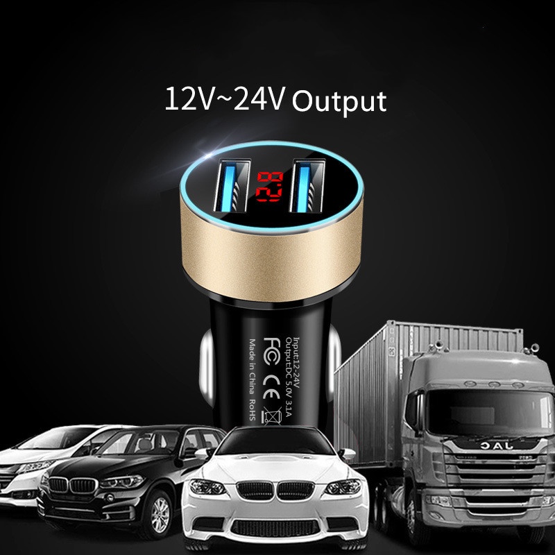 Car Charger Colokan Charger Mobil 2 Ports 3.1A 12V-24V Output