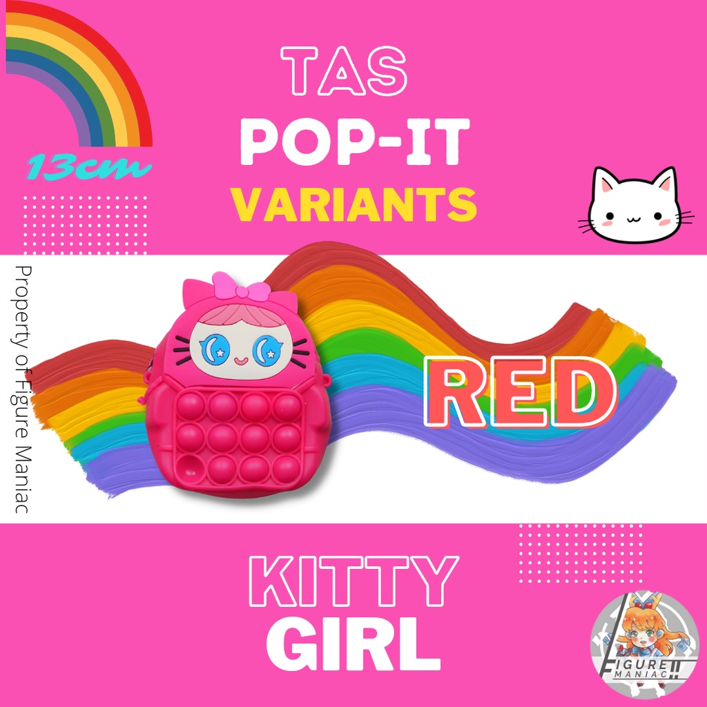 Tas Pop It Mini Kitty Girl Sling bag edition premium import size 13 cm free tali selempang Tas Anak Tas Handphone Tas Mainan Anak Tas Sekolah