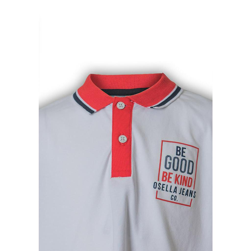 Osella Baju Anak Laki Laki Polo Shirt White Be good Be Kind-2