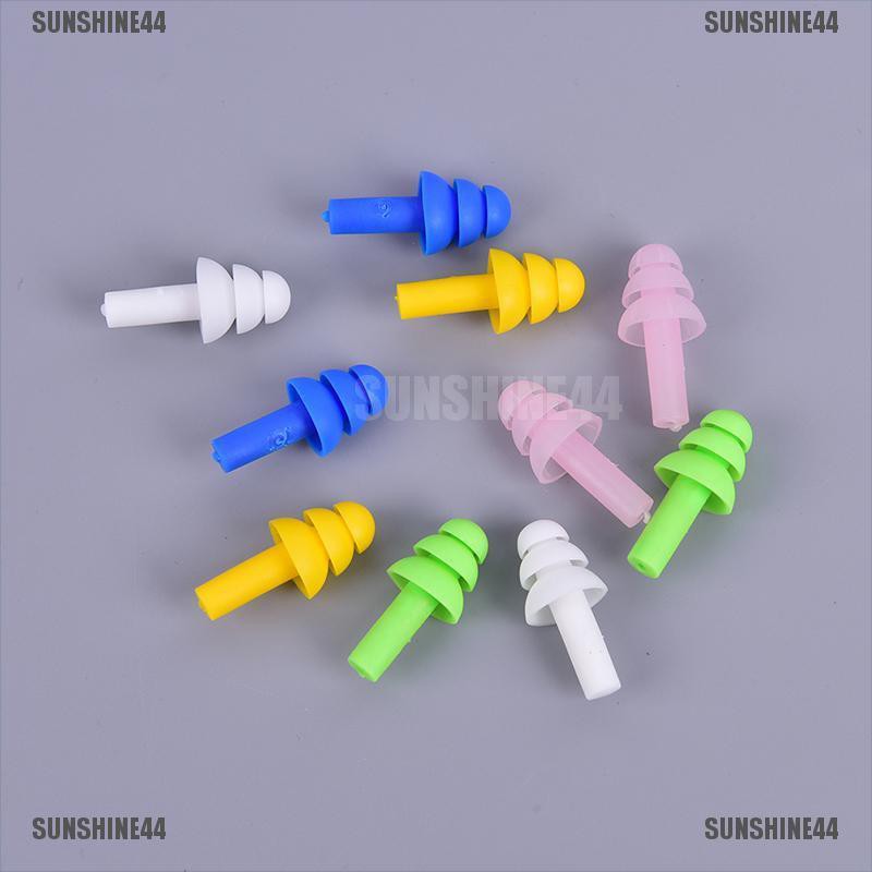 (Sunshine44) 5 Pasang Earplug Silikon Peredam Suara Untuk Berenang