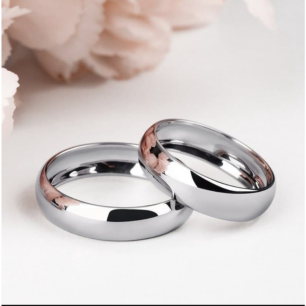 AMB ONLINESHOP PROMO 2PCS CINCIN TITANIUM MODEL TERBARU CINCIN PASANGAN CINCIN COUPLE CINCIN SILVER