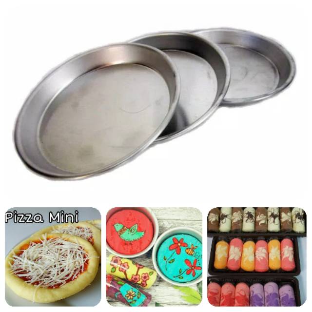 12pcs Loyang Pizza Mini 12 cm Cetakan Bolu Batik Lipat Alumunium