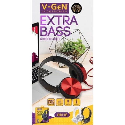 Headset V-GeN VHD1-08 Wired Extra Bass HD Sound Headphone VGEN