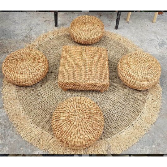 Bantal Bulat anyaman enceng gondok / Round pouffe Water Hyacinth