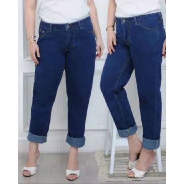 Jumbo uk.35-40 boyfriend Jeans Bigsize celana wanita putih ini