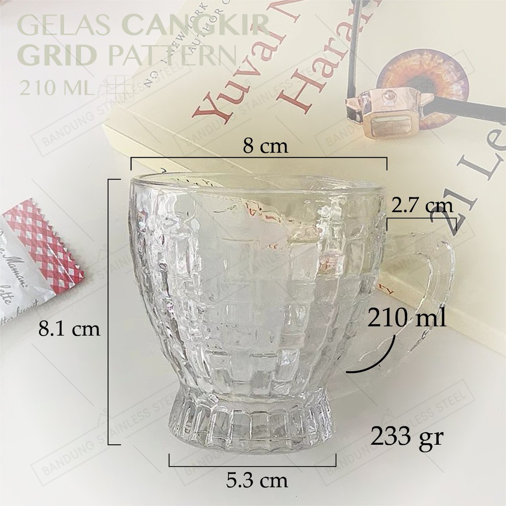 Gelas Kopi 210ml Cangkir Kaca Cafe Teh Susu Crystal Glass HomeCafe Inspired Cup Gaya Korean HomeCafe