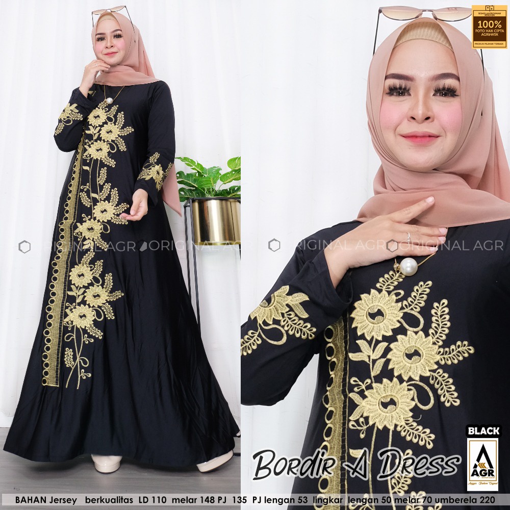 Baju Gamis Jumbo Terbaru Gamis Jersey Wanita Dewasa Terlaris Baju Gamis Bordir  Modern Termurah Baju