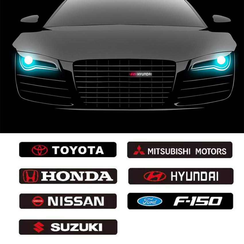 Lampu Grill Emblem Mobil Led Logo Utk Honda Mitsubishi Suzuki Toyota -