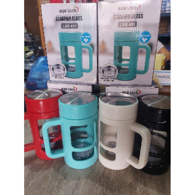 Strainer Glass [450 ml] AGE LOCK LSG 451/ Gelas Strainer Botol Minum + Saringan Anti Bocor