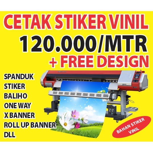 "Cetak Stiker Vinyl Custom Anti Air (Harga Per Meter) | Print Stiker Outdoor"