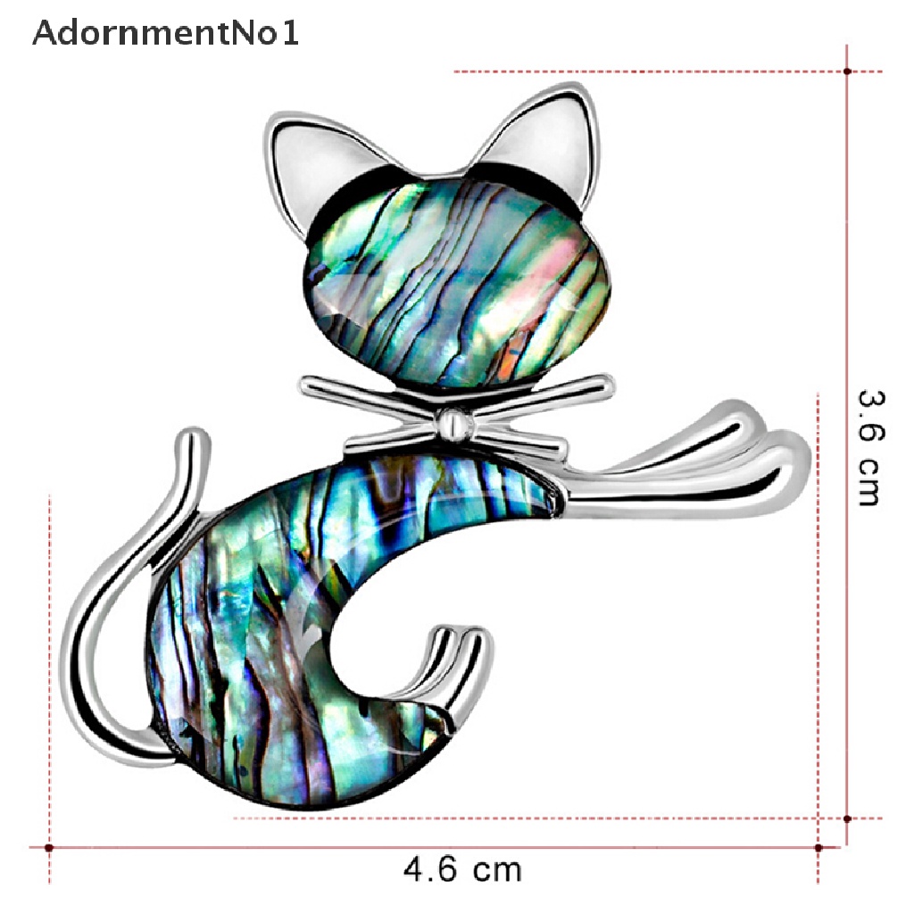 (AdornmentNo1) Bros / Pin Retro Bentuk Kucing Bahan Kerang Abalone Untuk Perhiasan Pengantin Wanita