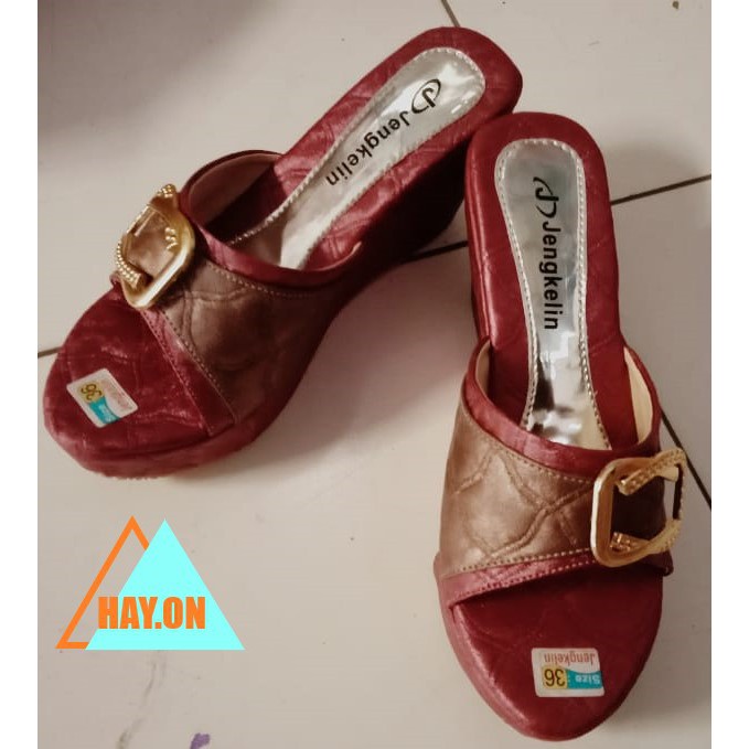 SEPATU HAK WEDGES WANITA SEPATU FASHION CANTIK - MERK JENGKELIN