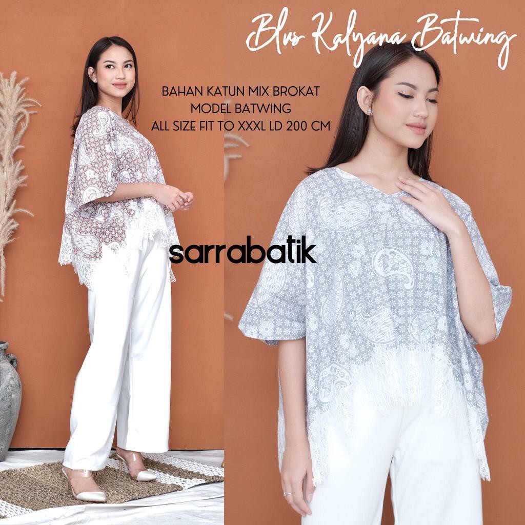 Blus Kalyana Batwing Renda Batik Jumbo Kelelawar Atasan Lowo Blouse Kerja Kantoran Soft Oversize Big Size