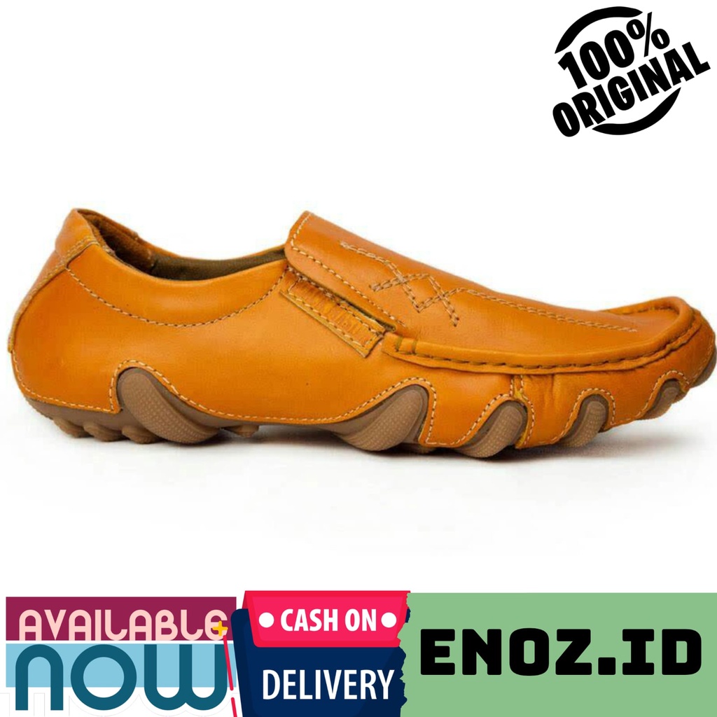 ENOZ X RINGGO - Sepatu Slop Pria Kulit Asli Original Kasual Formal Slip On Moccasin Keren Trendy Kuat Aman Nyaman ORI