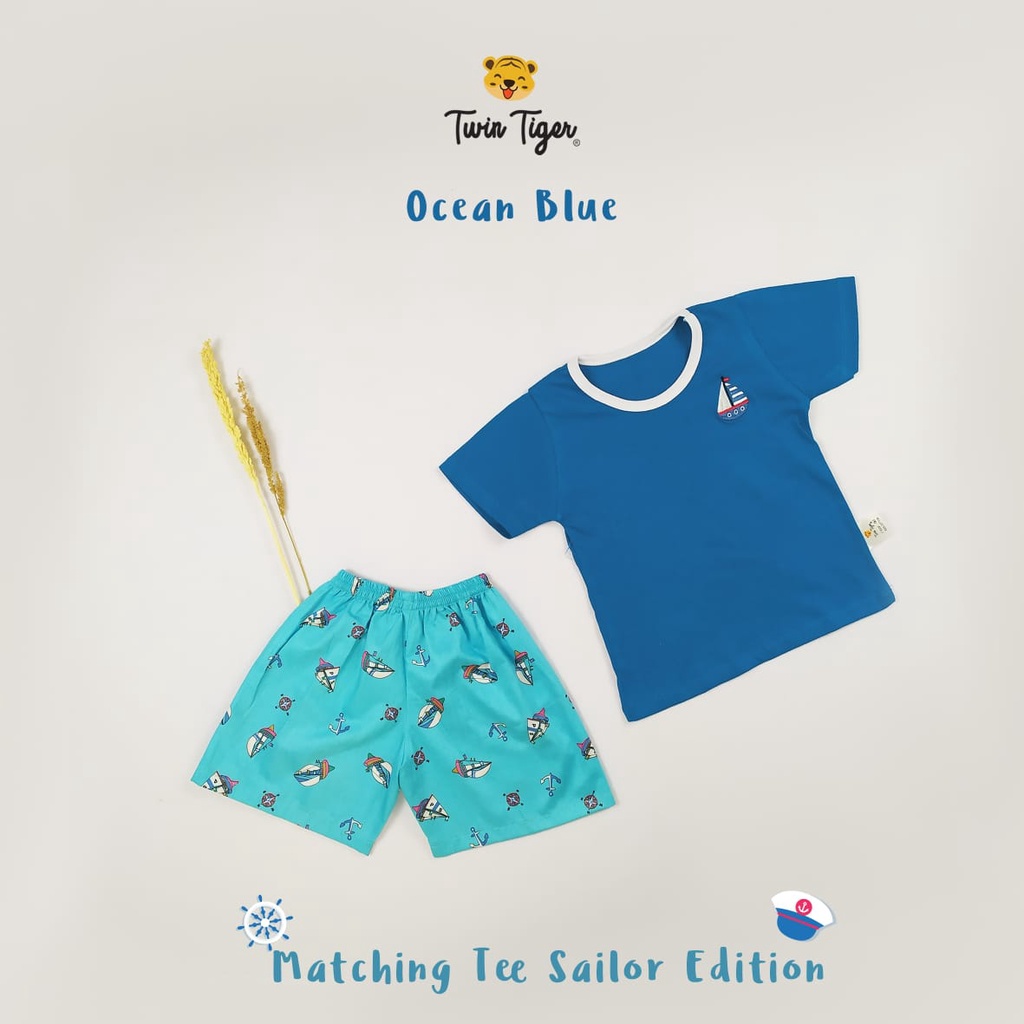 Twin Tiger Baby Matching Tee Sailor Setelan Pendek Anak Laki - Laki 0 - 5 Tahun