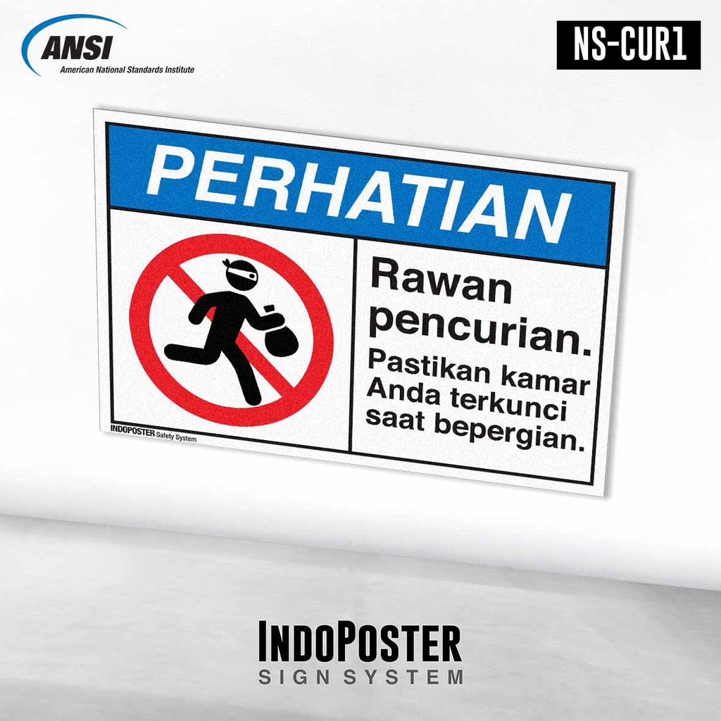 

Stiker Safety Sign Rambu K3 ANSI Rawan Pencurian Pastikan Kamar Terkunci