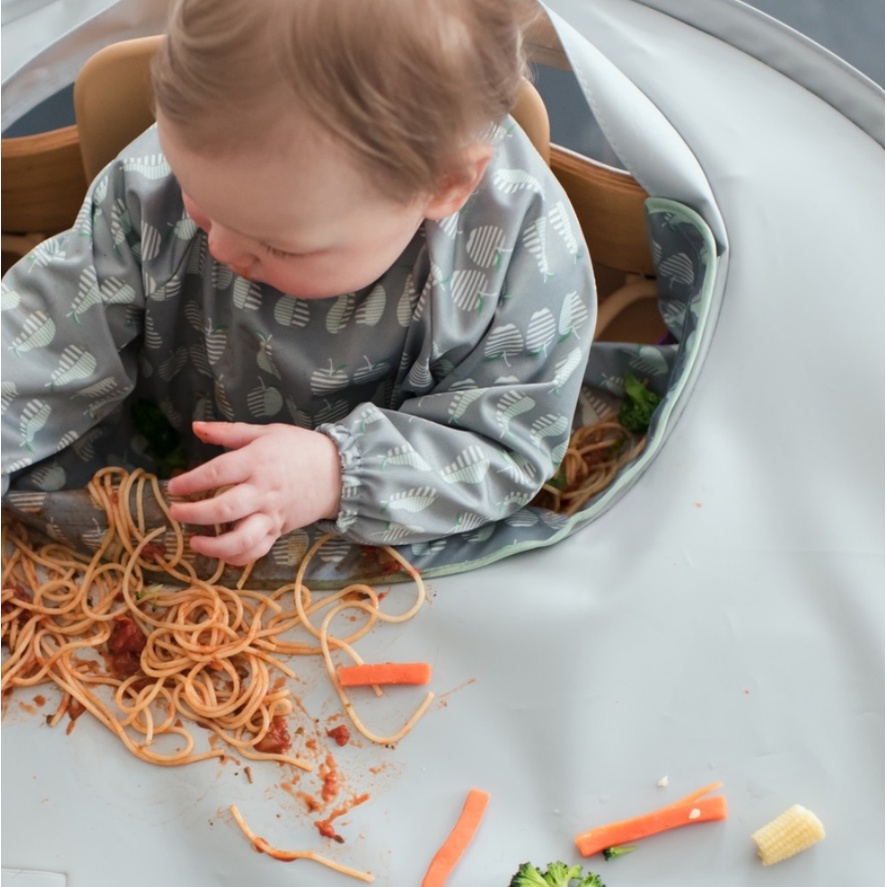 Tidy Tot Bib &amp; Tray Kit - Long Sleeve Coverall Bib With Tray Kit Celemek Makan Baby MPASI  Bibs Slaber Slubber Slabber Cape Baju Makan Bayi Smock Lengan