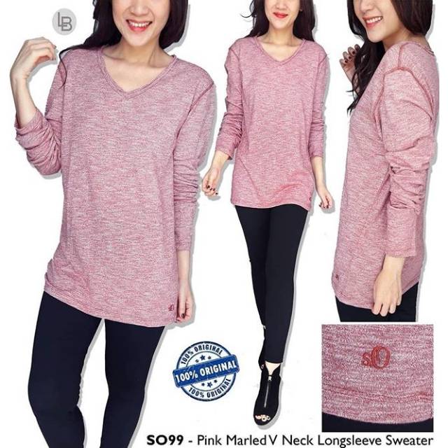 S.oliver pink v neck long sleeve sweater