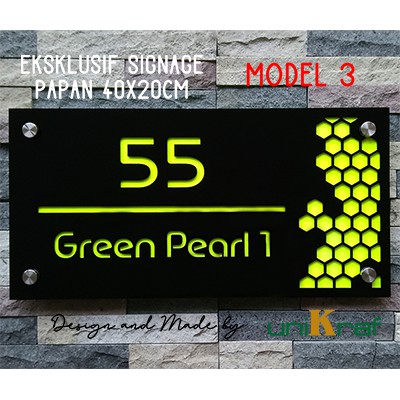 

Papan Alamat & Nomor Rumah Eksklusif - Acrilyc / Persegi - Fluorescent