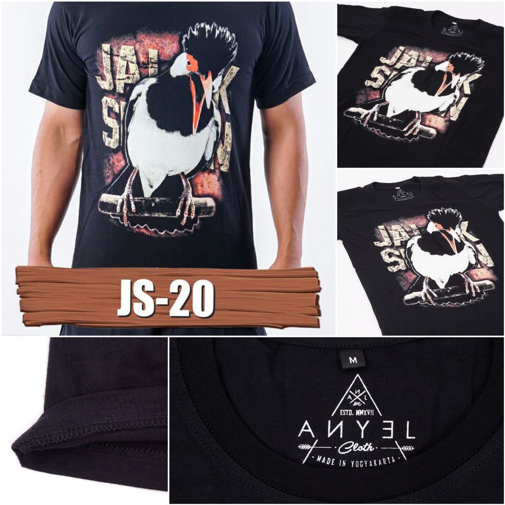 JS20-Kaos Burung Jalak Suren, Kaos Gambar Burung, Kaos Kicau Mania, Kaos Jalak Suren, Jalak Suren