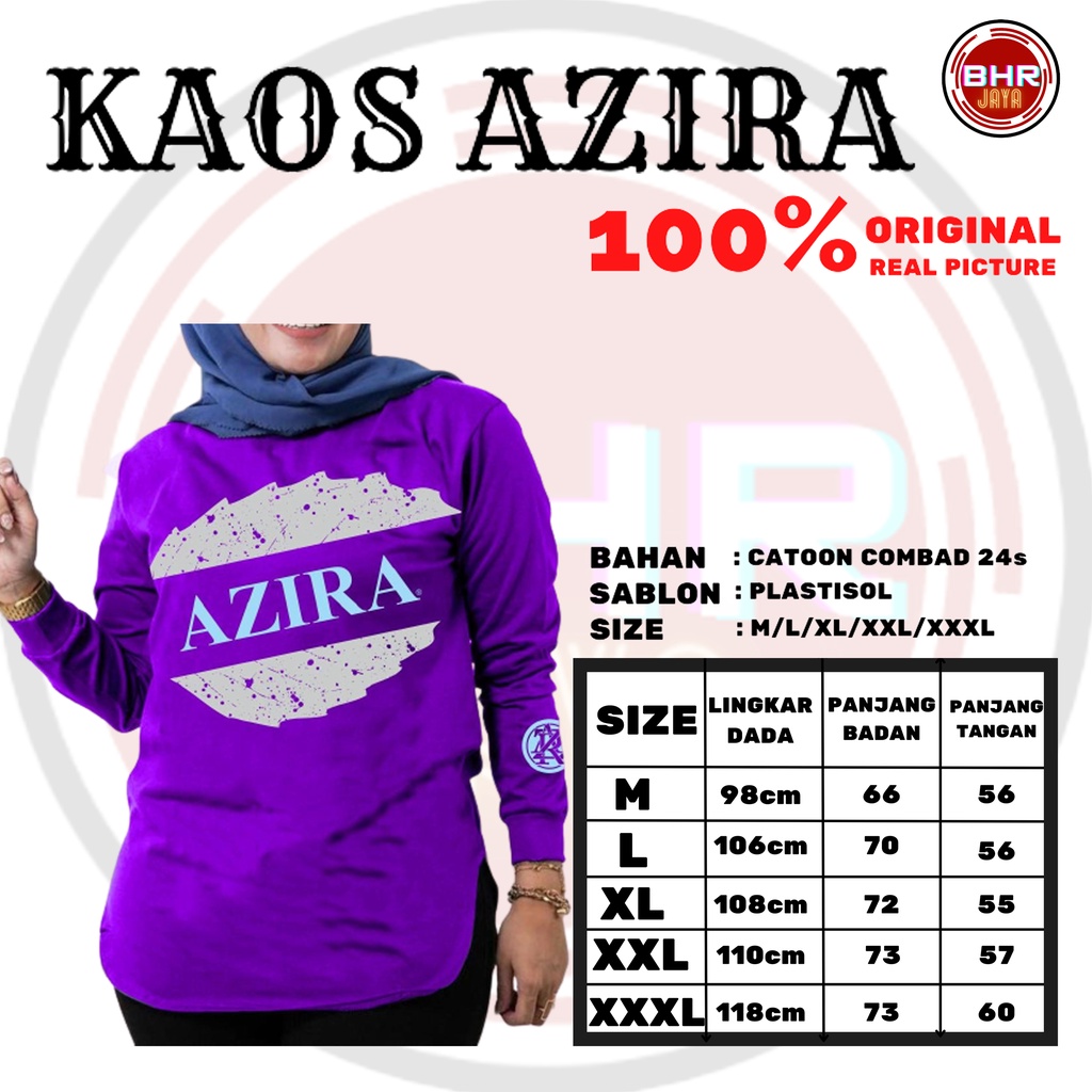 Kaos Wanita Lengan Panjang Azira Warna Ungu Tua Size M/L/XL/XXL/XXXL