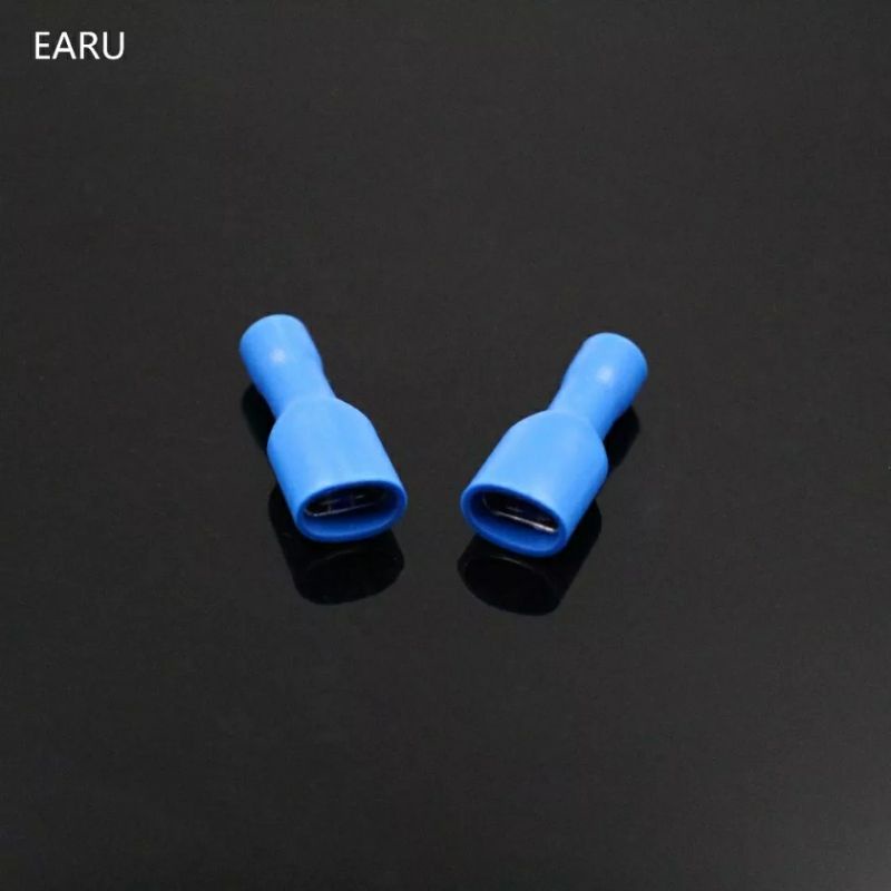 Skun 6.3 Mm Insulate Kabel Konektor Crimp Terminal Listrik Merah Biru