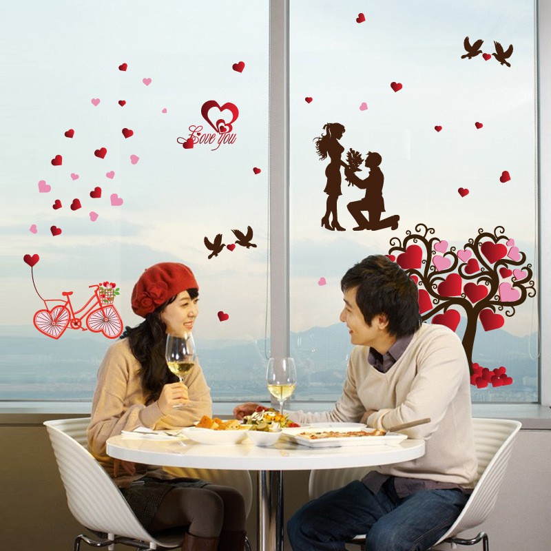 RELIZA WALL STICKER POHON SAKURA LOVE BIKE COUPLE SEPEDA TREE STIKER DINDING XL8151