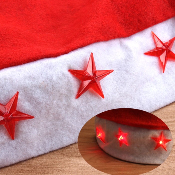 Topi Natal Lampu Nyala Merry Christmas Kostum Santa Hat Cosplay Murah GROSIR