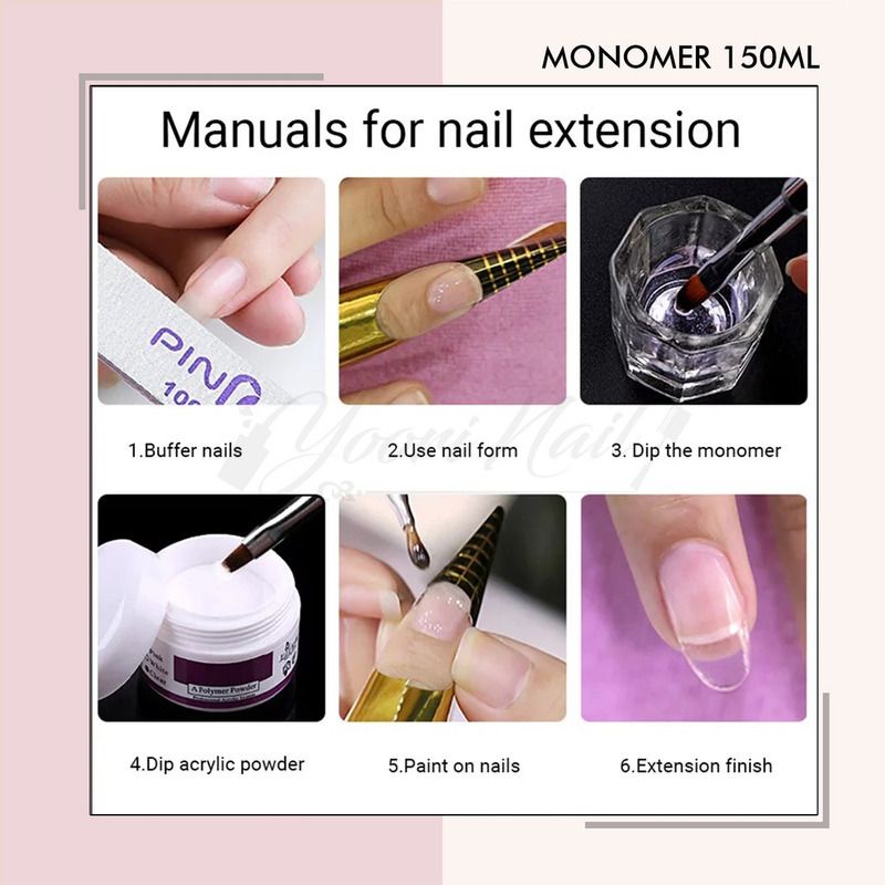 Monomer 150ml cairan acrylic liquid 3d nails campuran akrilik powder