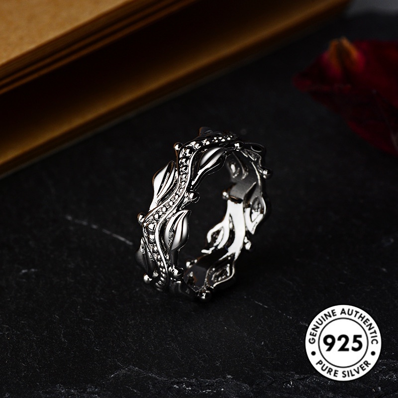 Cincin Sterling Silver 925 Desain Bunga Hias Berlian Imitasi Untuk Wanita