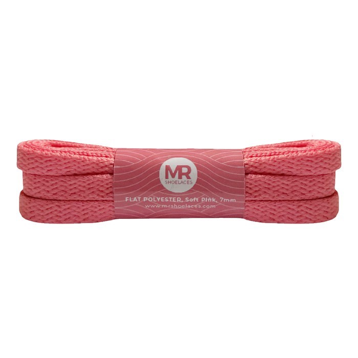 Original MR Shoelaces FP15 Soft Pink Tali Sepatu Pipih Flat 7mm 90cm-200cm Polyester Premium Shoelaces