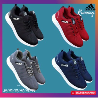 COD Sepatu Sneakers Olahraga Pria Outdoor / Sepatu Adidas Flyknit Sport Running Gym Fitness Murah