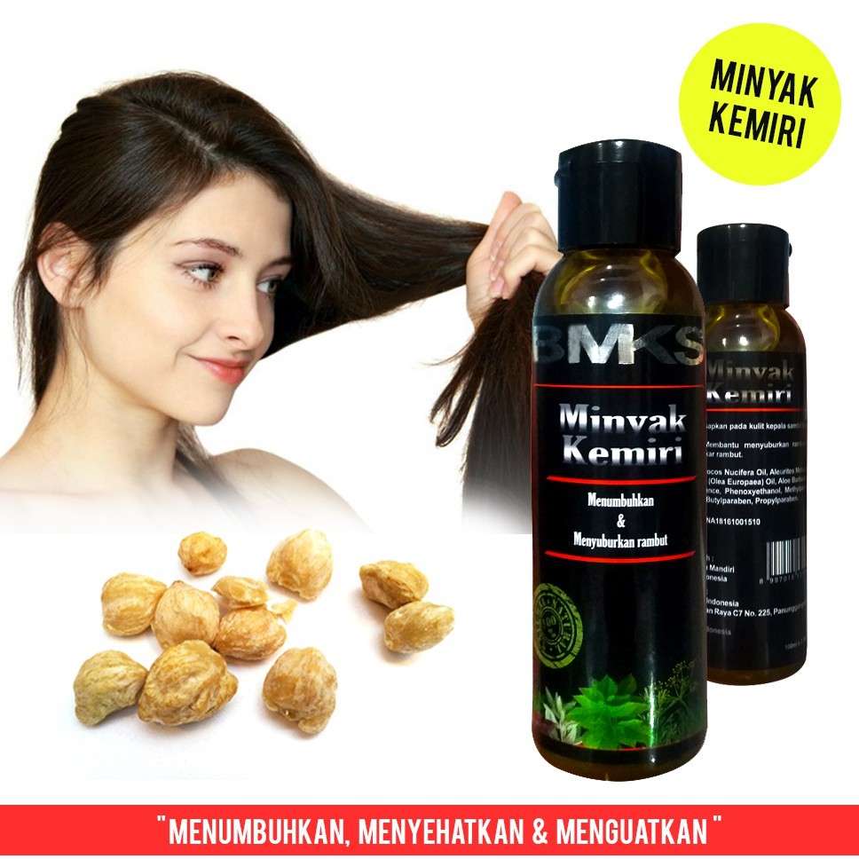 BMKS Minyak Kemiri kesehatan dan perawatan rambut sehat alami atasi rambut botak rambut rontok rambut hitam lebat sehat vitamin rambut minyak kemiri bpom