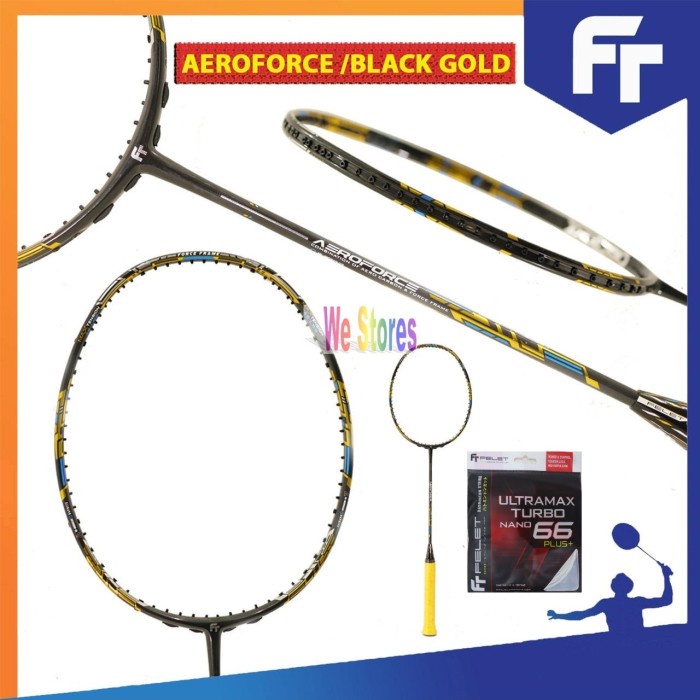 FELET Aero Force Aeroforce Raket Badminton - Black Gold