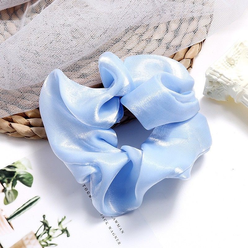 Scrunchie Cepol Rambut Bahan Chiffon Silky Satin Polos Ikat Rambut Kunciran Berkilau