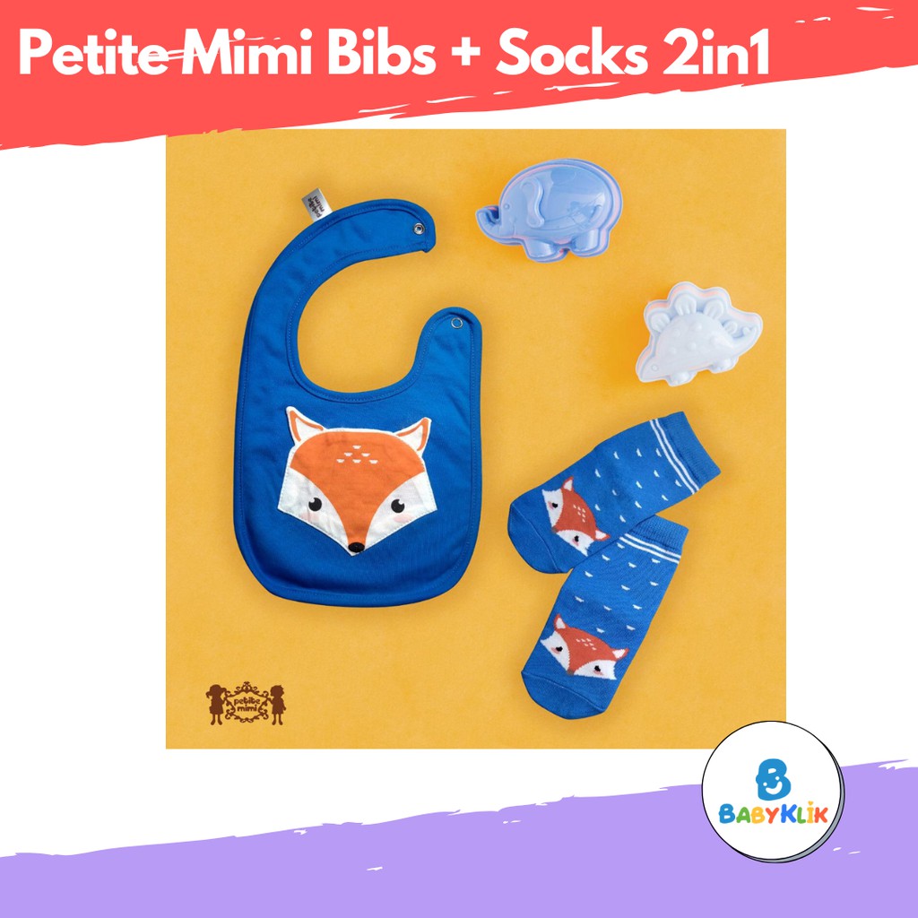 PETITE MIMI BABY BIB &amp; SOCKS SET/ SLABER CELEMEK + KAOSKAKI BAYI 2IN1