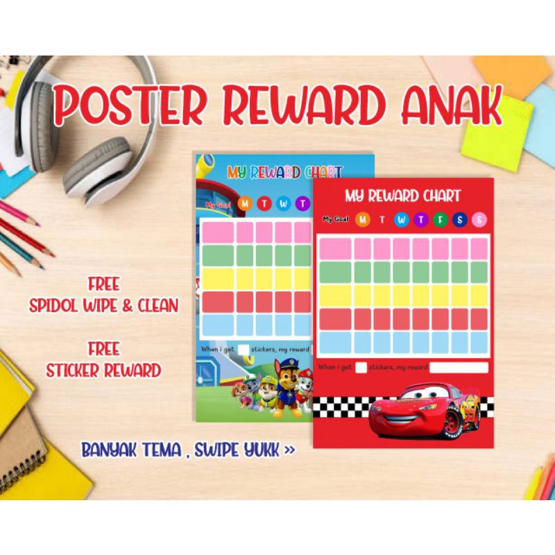 REWARD CHART / POSTER REWARD ANAK / REWARD BOARD / REUSABLE REWARD BOARD