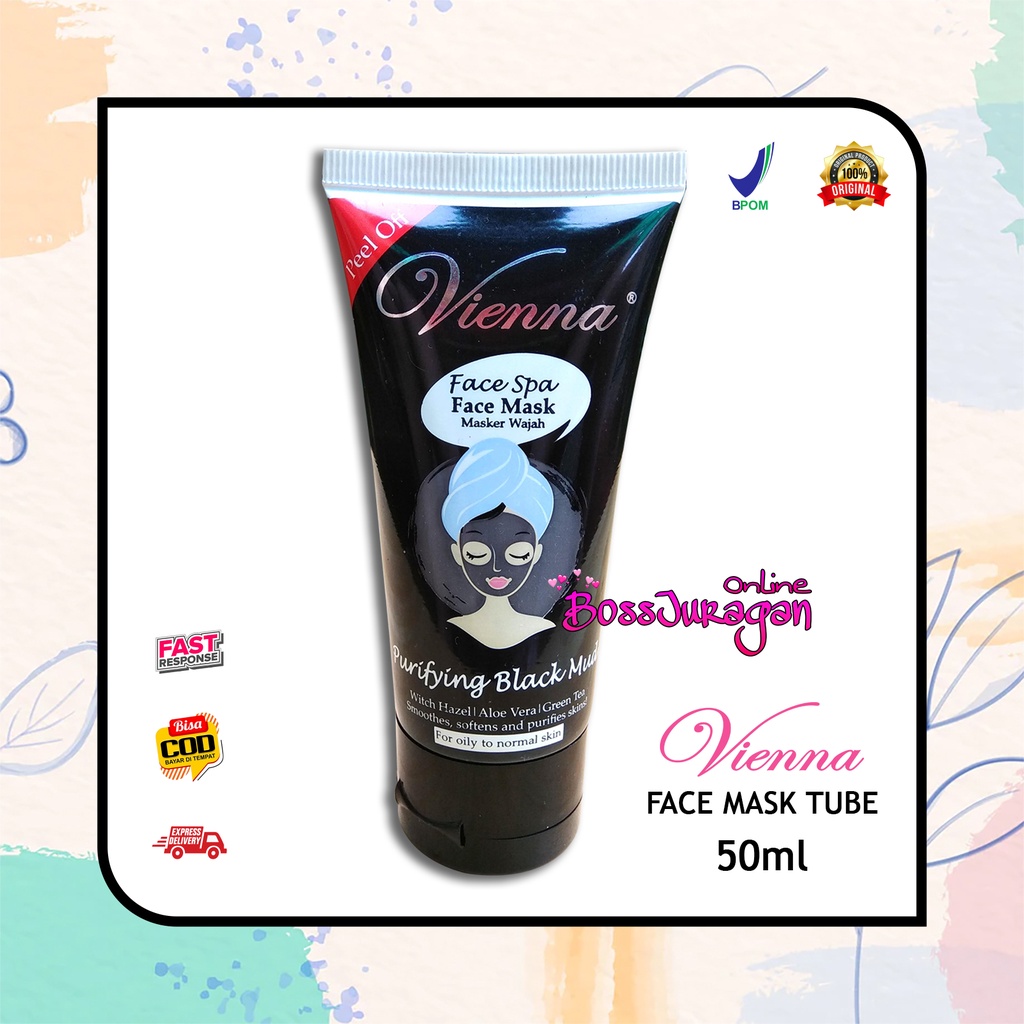 (BOSS) VIENNA FACE MASK TUBE 50ML - VIENNA FACE MASK PURIFYING BLACK MUD 50ml- BLACK MASK VIENNA