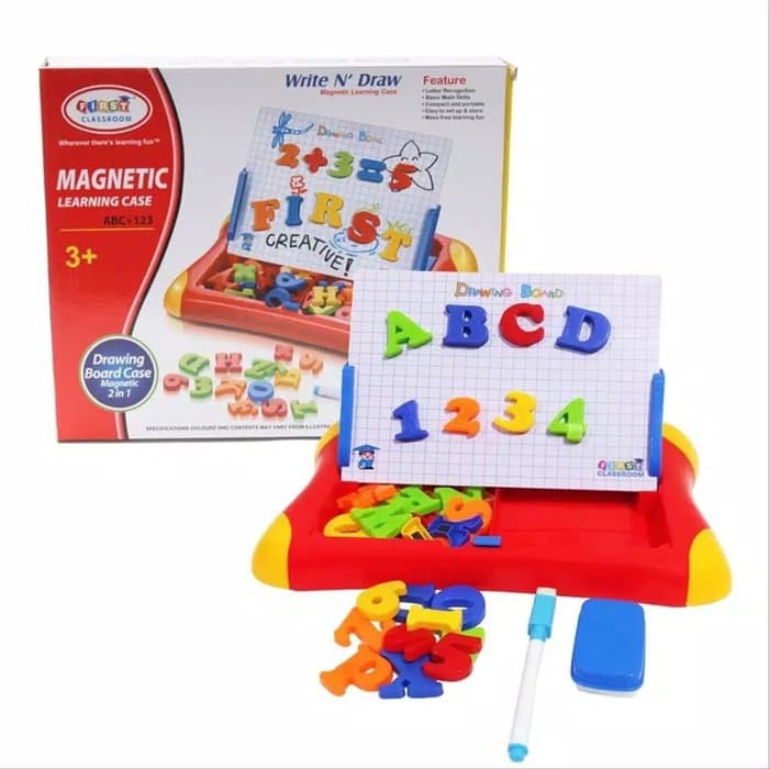 Mainan Edukasi Drawing Board Magnetic Learning Case 2 in 1 Papan Tulis -  A142