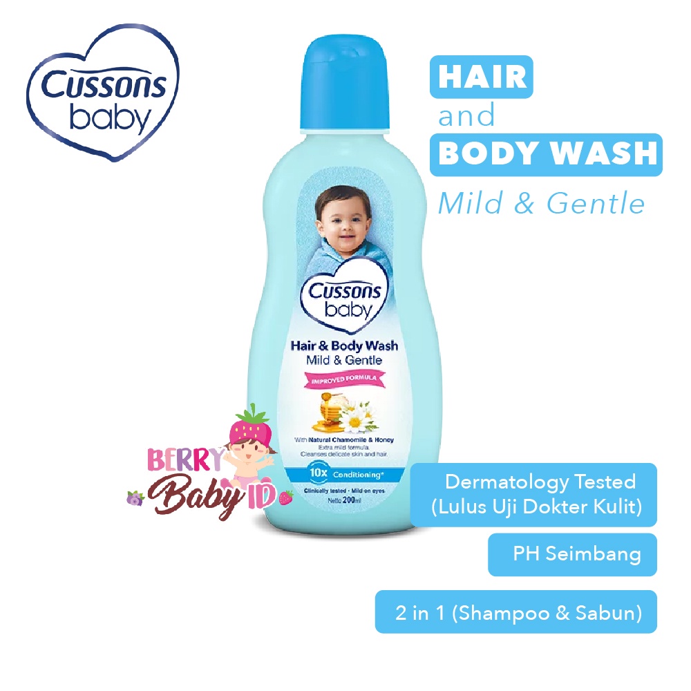 Cussons Baby Hair &amp; Body Wash Mild and Gentle Sabun Shampo Bayi 100ml Berry Mart