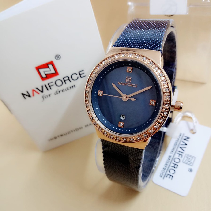 Jam Tangan Wanita Original Naviforce 5005 Rantai Pasir quartz analog