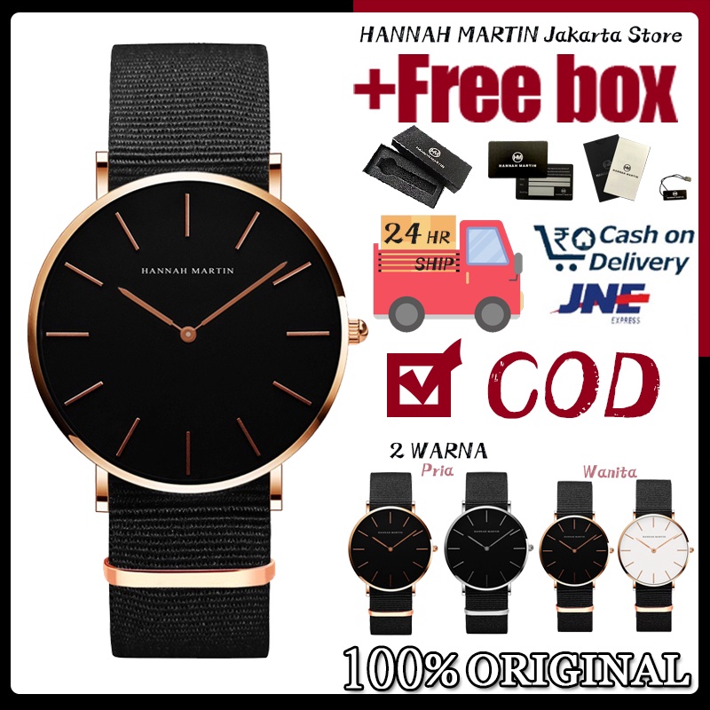 Hannah Martin  Jam Tangan Hannah Martin Pria Wanita Couple Nilon Original Tipis Luxury Tahan Air CH3