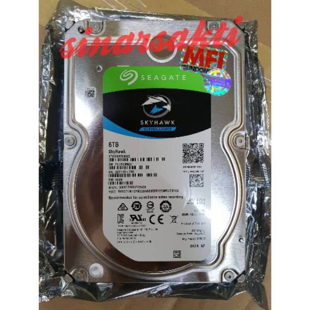 HARDISK SEAGATE 6TB/6000GB SKYHAWK SURVEILANCE ( KHUSUS BUAT CCTV )