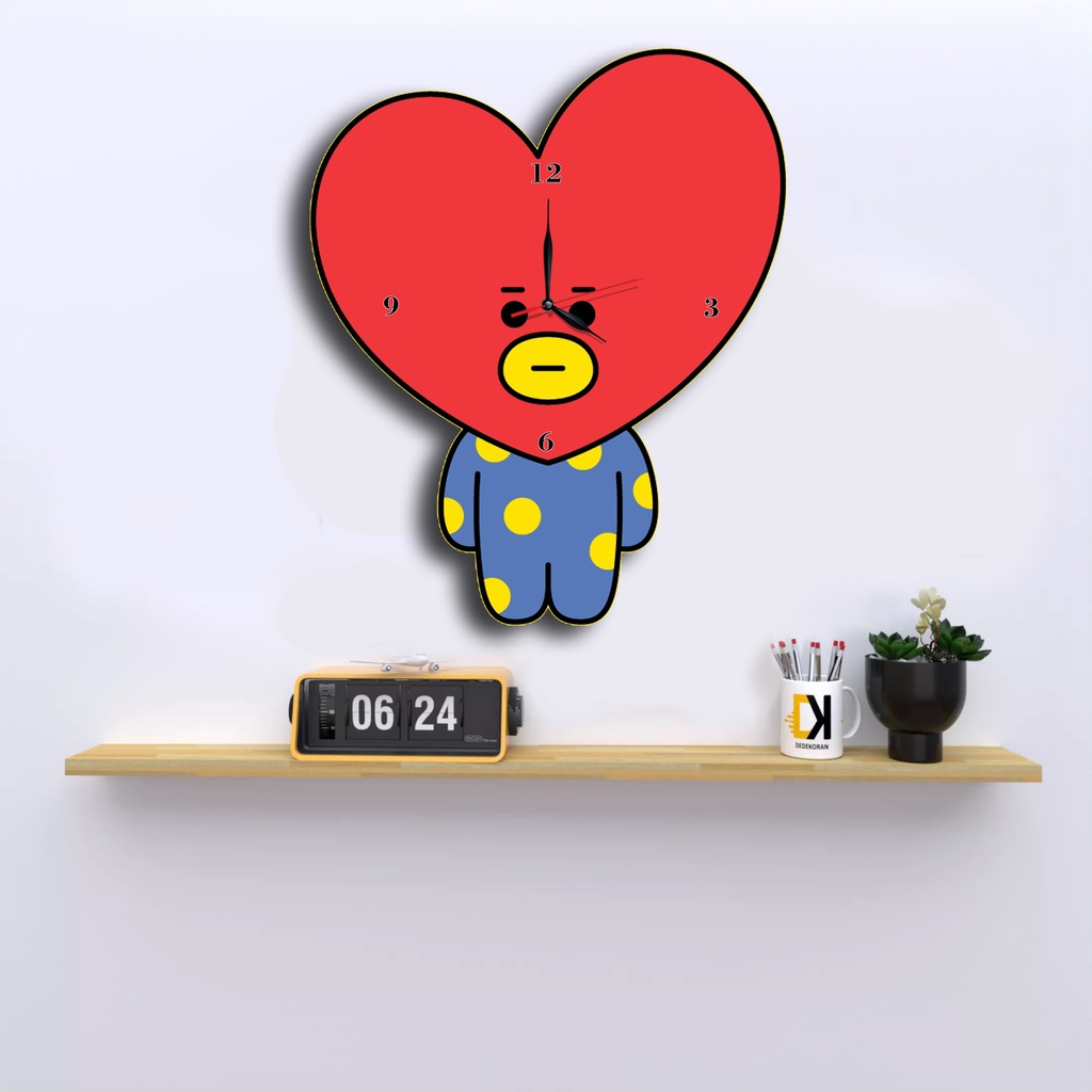 Jam Dinding Pola Unik Design BTS  BT21 Special Edition Free Vintage Box + Baterai rajadekorofficial-Tata