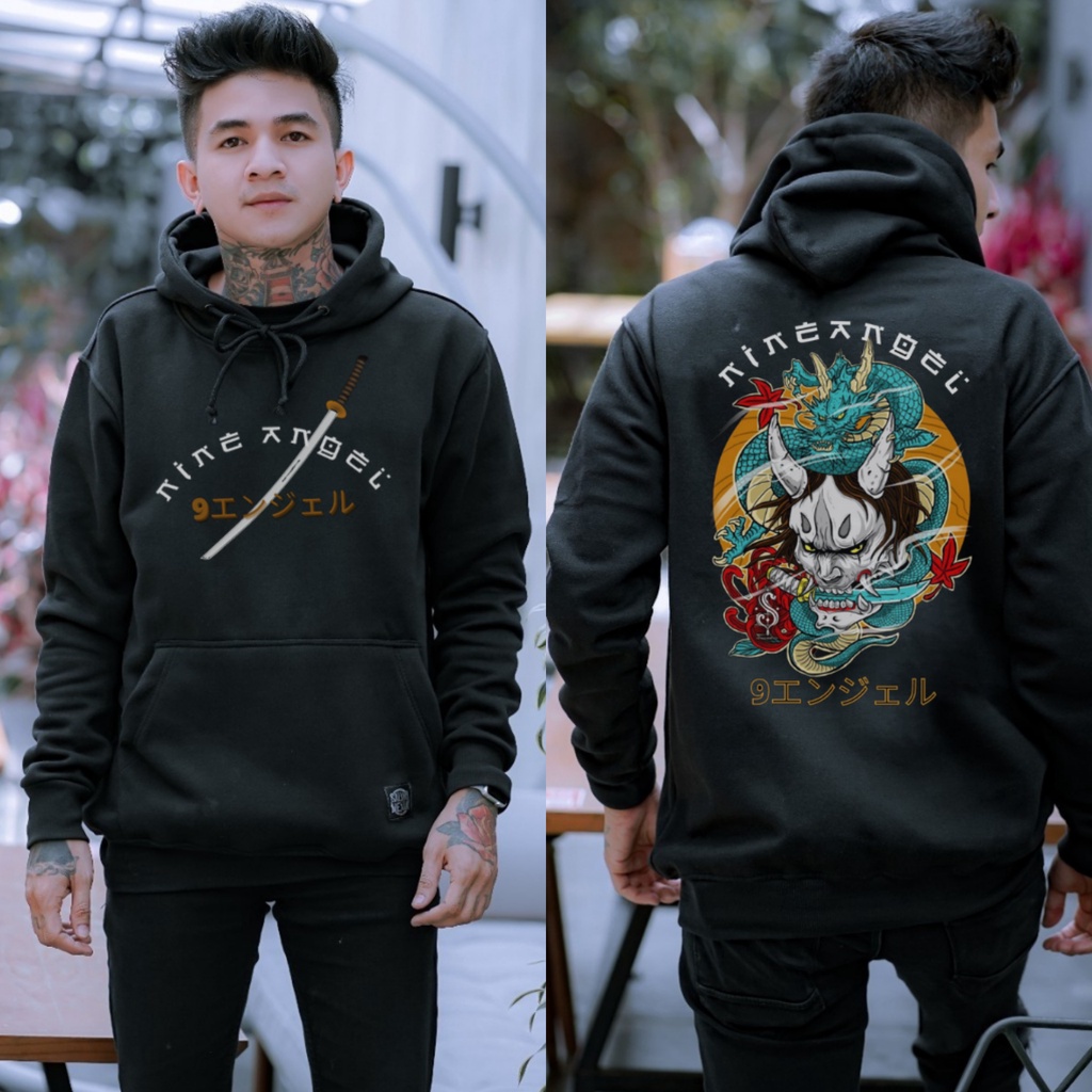 Sweater Hoodie Jepang Oni Mask Samurai 2021 / Jaket Hoodie pria Distro Bandung