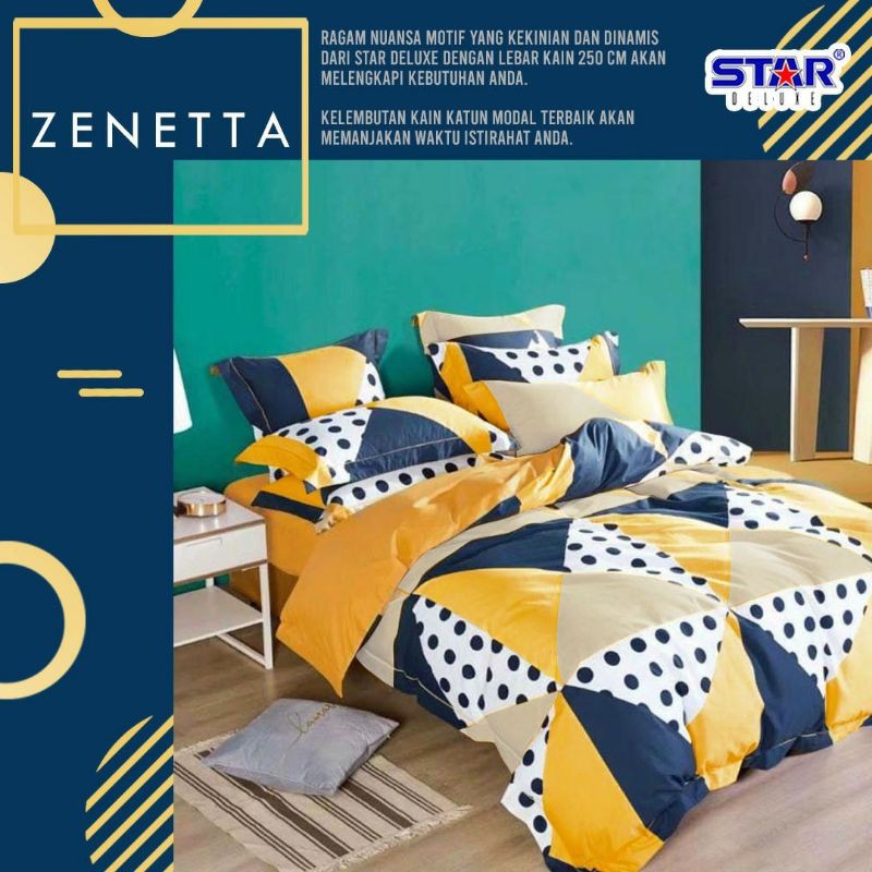 SPREI Dan bedcover set katun lokal star motif ZENETTA