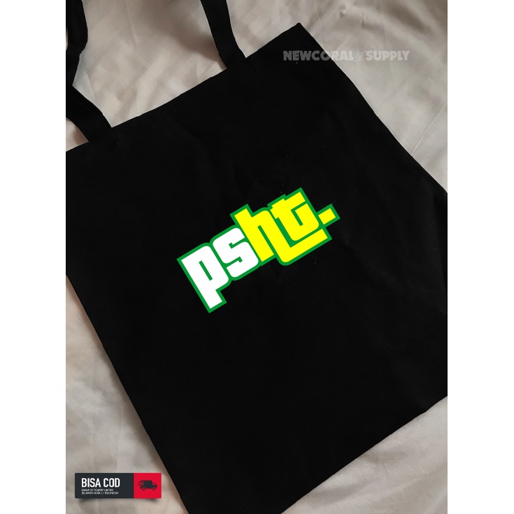 Tas Bahu ToteBag PSHT. Bahan Drill Premium Resleting Tali Kain 30 x 40 cm